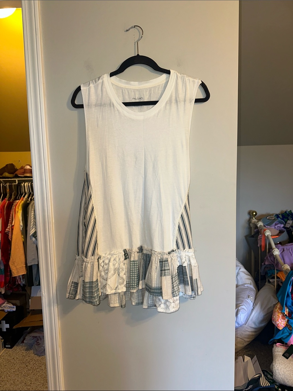 Pilcro size Small tank top with ruffle hem giving patchwork